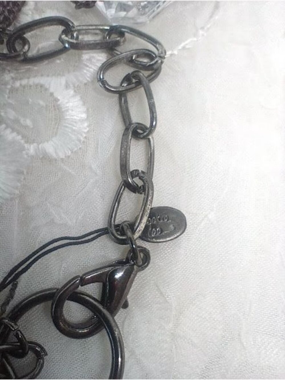 Cookie Lee Set Clear Acrylic Beads Necklace, Earrings, Bracelet & Ring ~Gunmetal - Picture 10 of 11